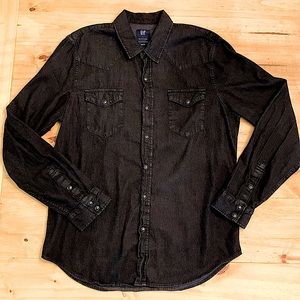 Black Denim Pearl Snap Western Shirt